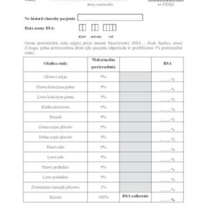 NFZ-57 Karta Zaawansowania Łuszczycy BSA A4a/bl.100k