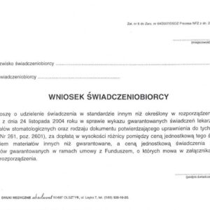 NFZ-31 Wniosek świadczeniobiorcy A5a/bl.100k