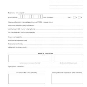 AN-52 Zamówienie indywidualne na krew lub jej składniki