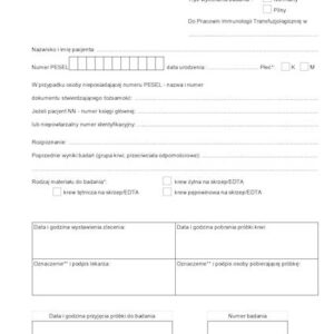 AN-40 Zlecenie na badanie grupy krwi druk medyczny / Akcydensy doDrukuj.pl