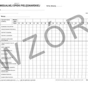 ZPO/11 Karta indywidualnej opieki pielęgniarskiej 2xA4c/100szt