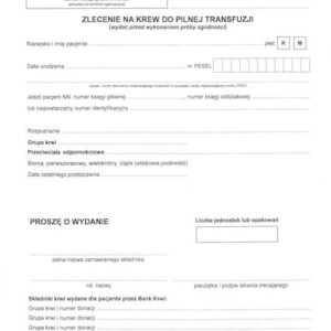 AN-51A Zlecenie na krew do pilnej transfuzji druk medyczny / Akcydensy doDrukuj.pl