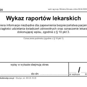 Szp-10/20 Wykaz raportów lekarskich A4b/80k Spirala