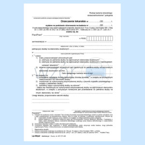 MZ/Lp-25 (OSP) Zaświadczenie Lekarskie - Ochotnicza Straż Pożarna A5a/bl.100k