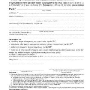 LP-25X Orzeczenie Lekarskie (Stanowisko) A5a/bl.100k Samokopia