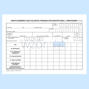 PS-22 Karta ewidencyjna pacjenta poradni psychiatrycznej / odwykowej A5c/100szt Karton
