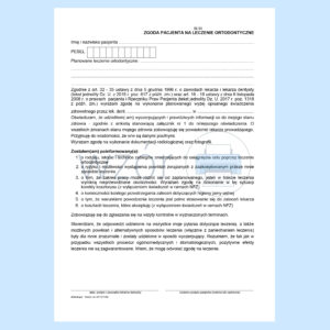 ST-34 Zgoda pacjenta na leczenie ortodontyczne A4a/bl.100k