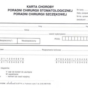 ST-7 Karta Choroby Chirurgii Stomatologicznej 2xA5c/100szt