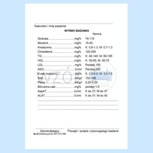 AN-9 Wynik badania biochemicznego A6a/bl.100k