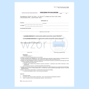 B/04 Orzeczenie psychologiczne (Pracownik Ochrony Fizycznej) A4a/bl.100k Samokopia
