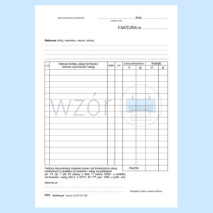 F/01 Faktura zwolniona z VAT A5a/bl.100k Samokopia