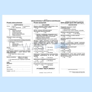 HA/133 Okołooperacyjna karta kontrolna A4a/bl.100k