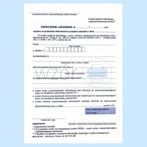 LP-25 Orzeczenie lekarskie 2025 (Kodeks Pracy) A5c/bl.100k Samokopia