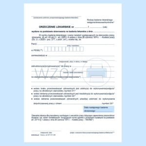 LP-25 NOWA WERSJA 2026 Orzeczenie lekarskie 2025 (Kodeks Pracy) A5c/bl.100k Samokopia