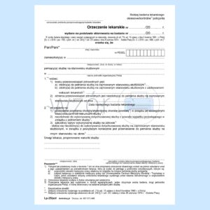 LP-25/POL Orzeczenie lekarskie (Policja) A5a/bl.100k Samokopia
