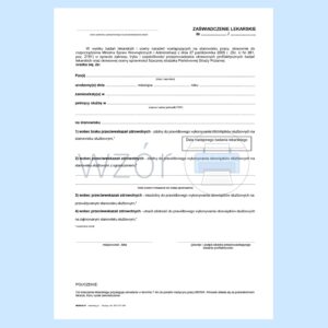 MSWIA/01 Zaświadczenie lekarskie - Strażak A5a/bl.100k Samokopia