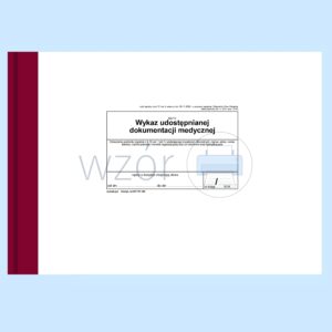 MZ/13 Wykaz udostępnianej dokumentacji medycznej A4b/50k Oprawa twarda Drut