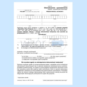 NFZ-19 Oświadczenie o udostępnionej dokumentacji medycznej A5a/bl.100k