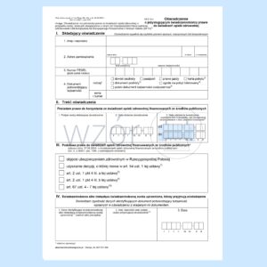 NFZ-2/21 Oświadczenie o przysługującym świadczeniobiorcy prawie do świadczeń opieki zdrowotnej A4c/bl.100k