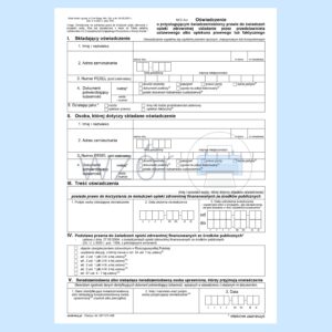 NFZ-3/21 Oświadczenie o przysługującym świadczeniobiorcy prawie do świadczeń opieki zdrowotnej (przedstawiciel) A4c/bl.100k