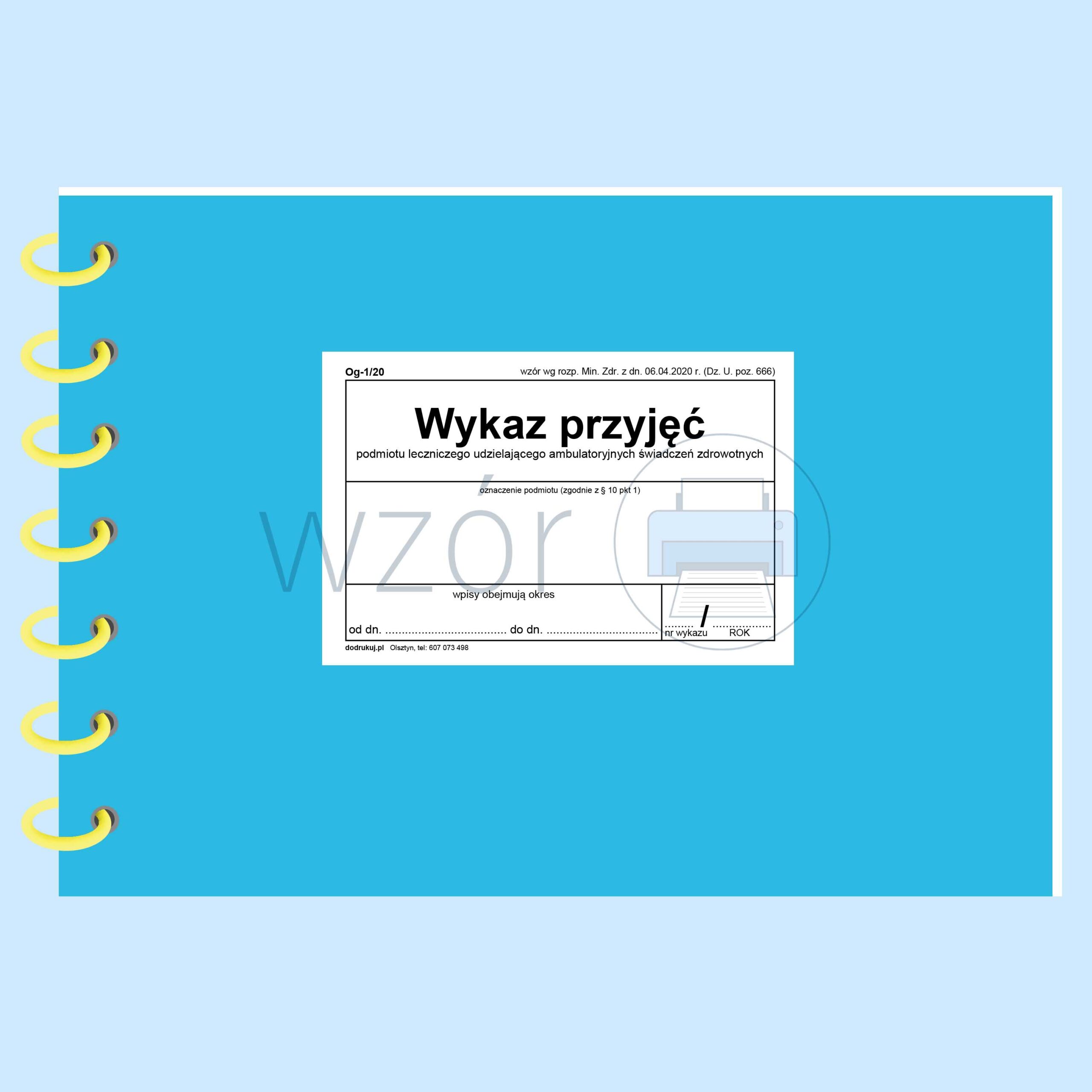 Og-1/20 Wykaz przyjęć (ambulatorium, książka) A4b/80k Spirala