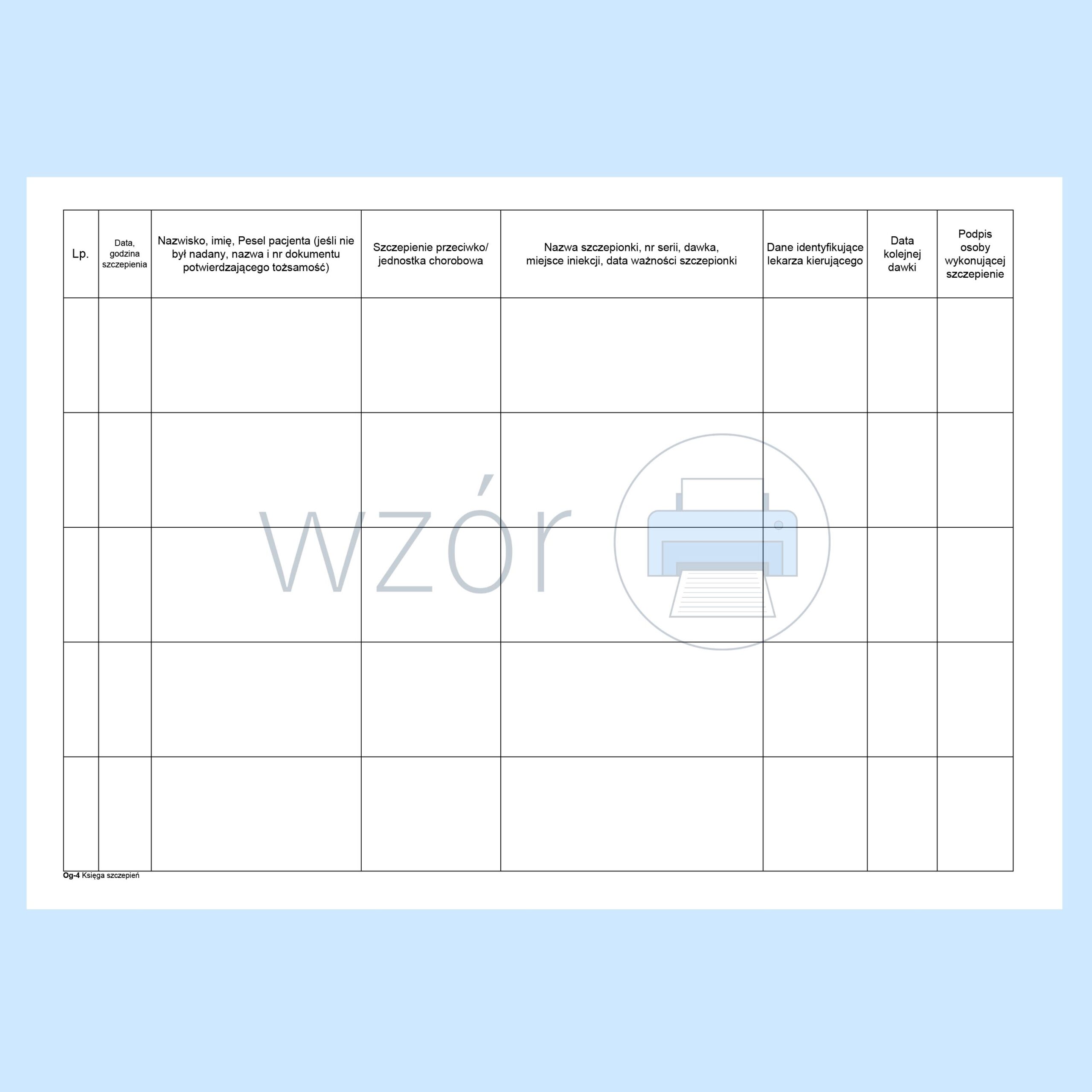 OG-4 Księga szczepień A4b, 80k, oprawa drut - obrazek 2