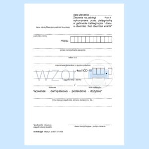 Pom-4 Zlecenie na zabiegi wykonywane przez pielęgniarkę w gabinecie zabiegowym / domu A6a/bl.100k