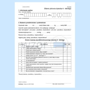 POZ/03 Bilans zdrowia dziecka 4-letniego (Lekarz) A5a/bl.100k