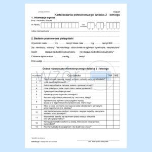 POZ/07 Karta badania dziecka 2-letniego (Pielęgniarka) A5a/bl.100k