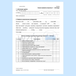 POZ/08 Karta badania dziecka 4-letniego (Pielęgniarka) A5a/bl.100k