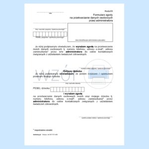Rodo/05 Formularz zgody na przetwarzanie danych osobowych A5a/bl.100k