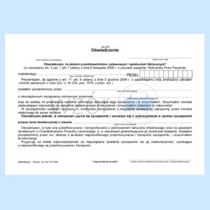 W-276 Oświadczenie - szczepienia - szczepionka pacjenta A5a/bl.100k