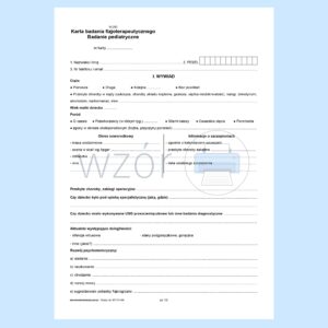 W-283a Karta badania fizjoterapeutycznego. Badanie pediatryczne A4c/bl.100k