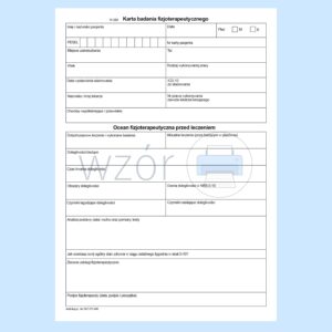 W-288 Karta badania fizjoterapeutycznego A4a/bl.100k