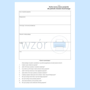 W-309 Karta oceny stanu pacjenta dla potrzeb masażu leczniczego A4a/bl.100k