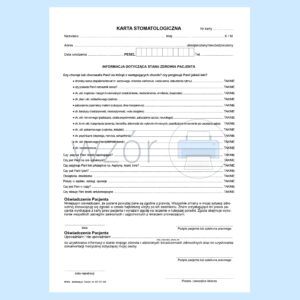 W-93A Karta stomatologiczna A4c/bl.100k