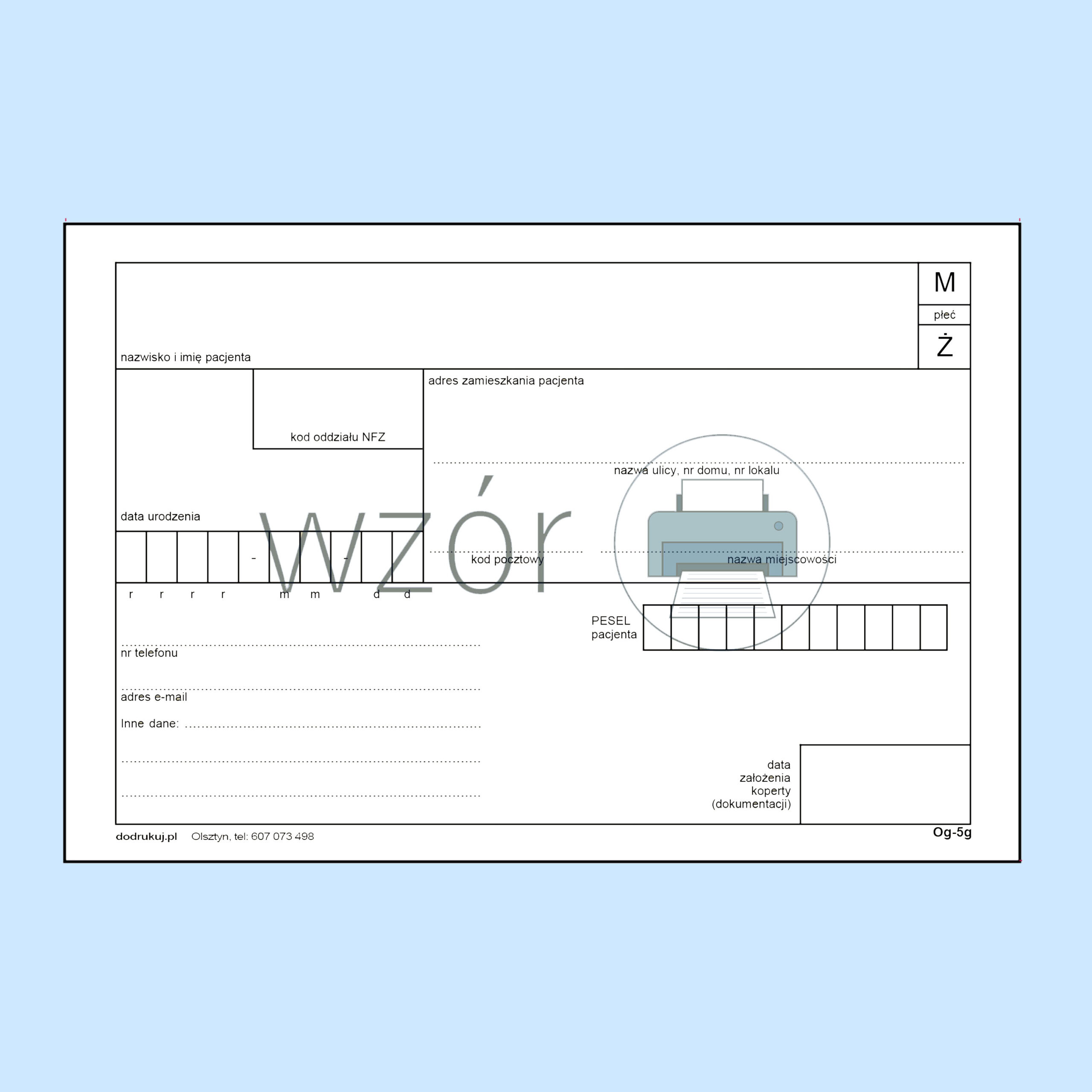 Mz/OG-5G Koperta indywidualna na dokumentacje medyczna B5 100szt biała