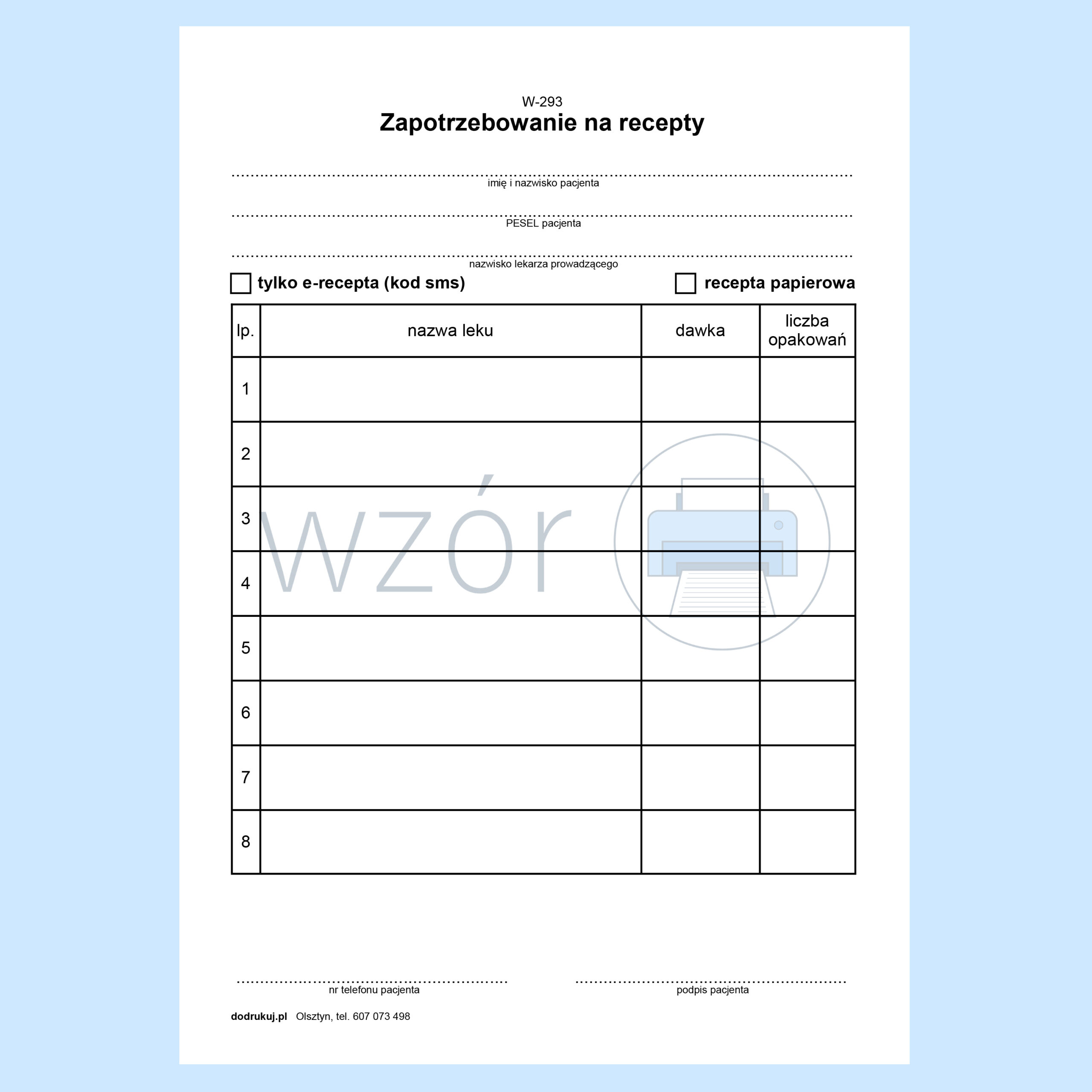 W-293 Zapotrzebowanie na recepty